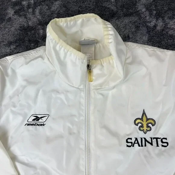 Vtg 90s Saints Reebok Spellout 1/4 Zip Windbreaker Jacket Mock Neck Men's M* NFL - Picture 2 of 12
